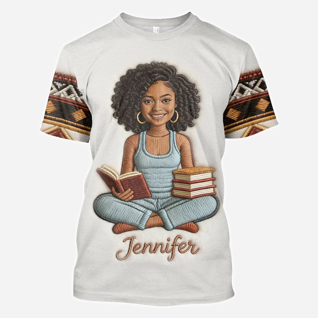 Schwarze Geschichte und Kultur – Personalisiertes T-Shirt mit afroamerikanischem Allover-Print