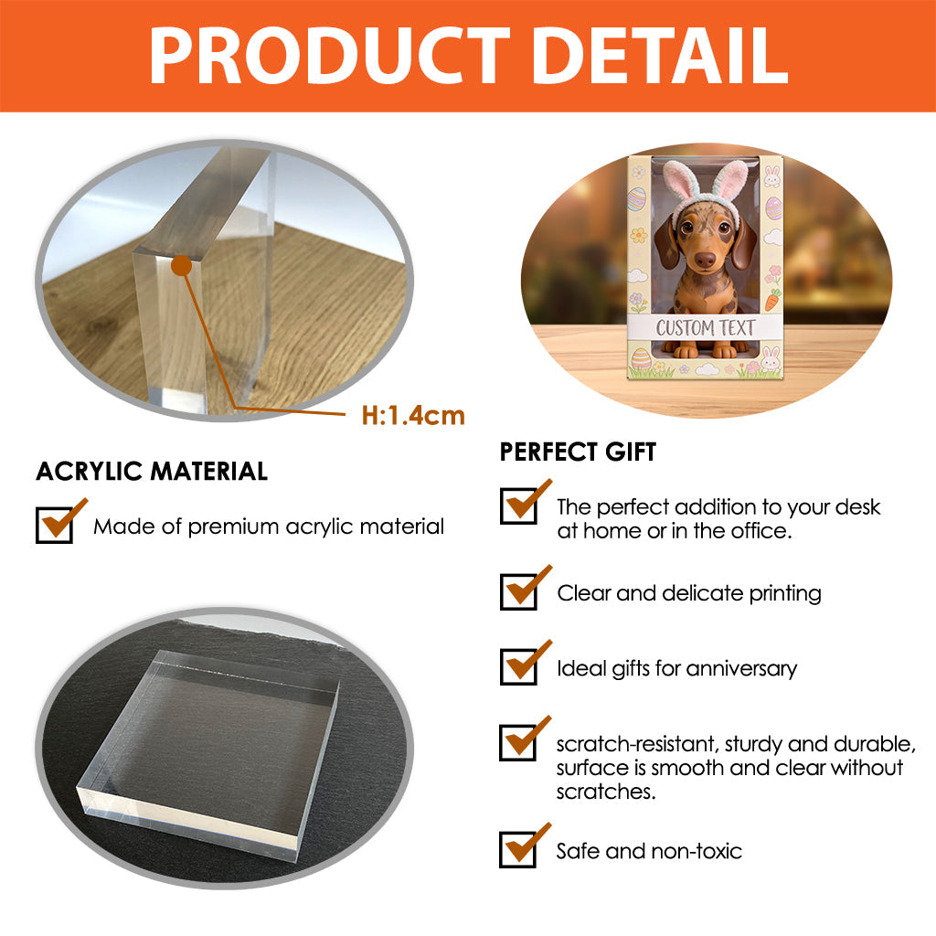 Bunny Pet Easter Spring Theme - Personalized Dog Custom Shaped Acrylic Plaque