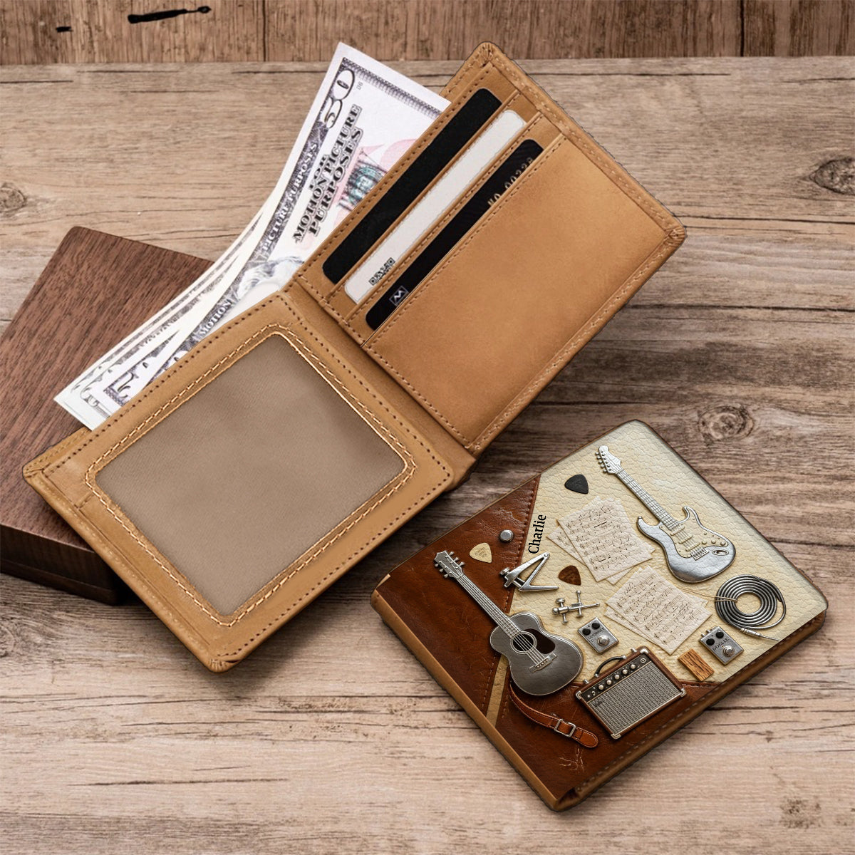 Guitarist - Personalized Guitar Leather Wallet