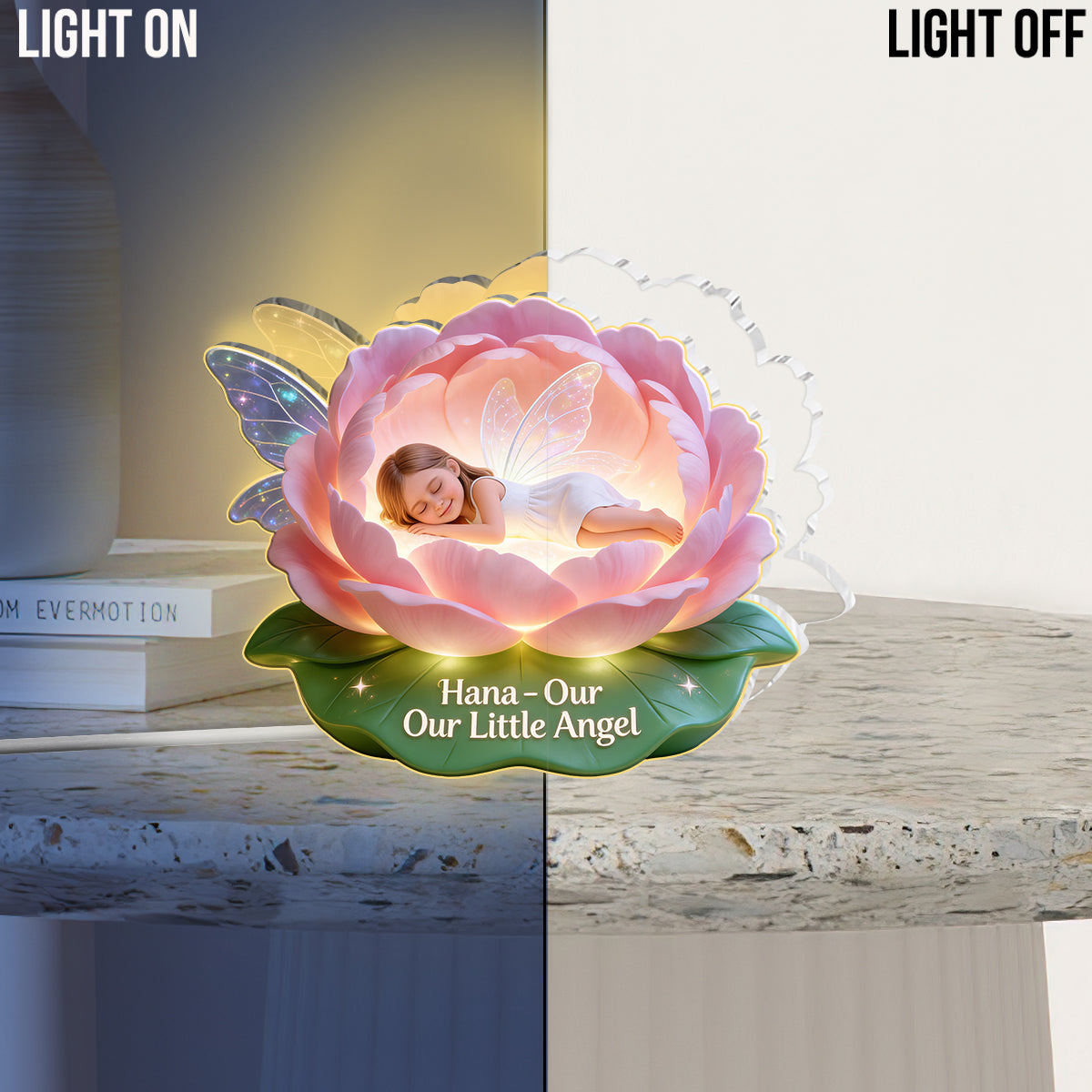 Geschenk für Ihren kleinen Engel - Personalisierte Kinder Acryl LED Nachtlicht