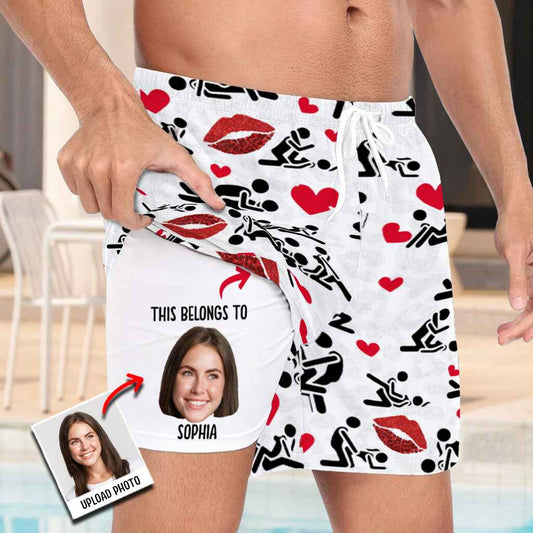 I Love You - Personalized Couple Men Swim Trunks With Liner