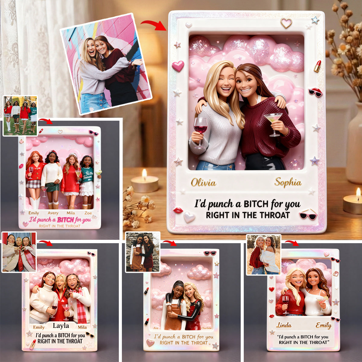 I'd Punch A B For You - Personalized Bestie Custom Shaped Acrylic Plaque