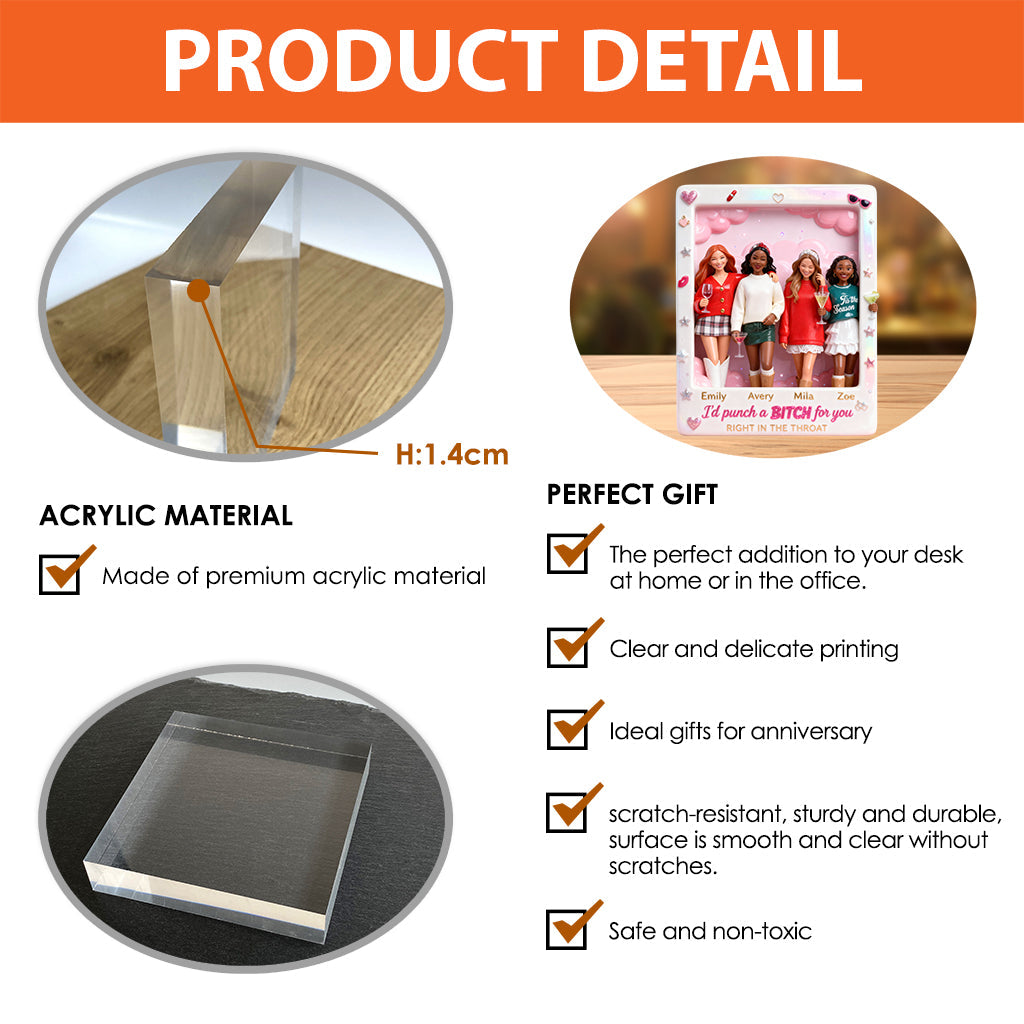 I'd Punch A B For You - Personalized Bestie Custom Shaped Acrylic Plaque