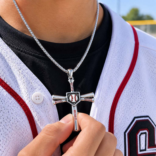 Gott lieben, Baseball spielen - Personalisierte Baseballförmige Metallanhänger-Halskette