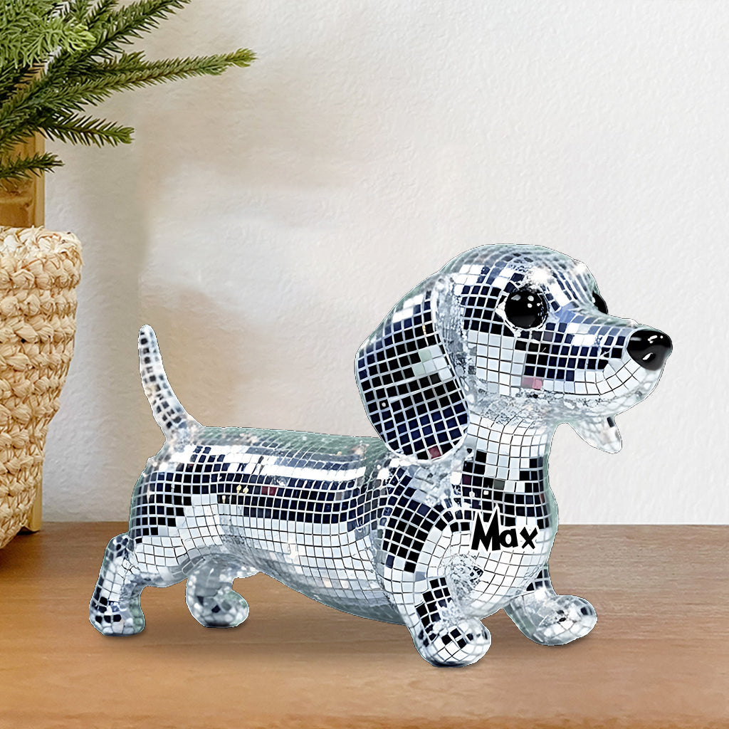 Mosaic Disco Cute Dogs - Personalized Dog Custom Shaped Acrylic Plaque