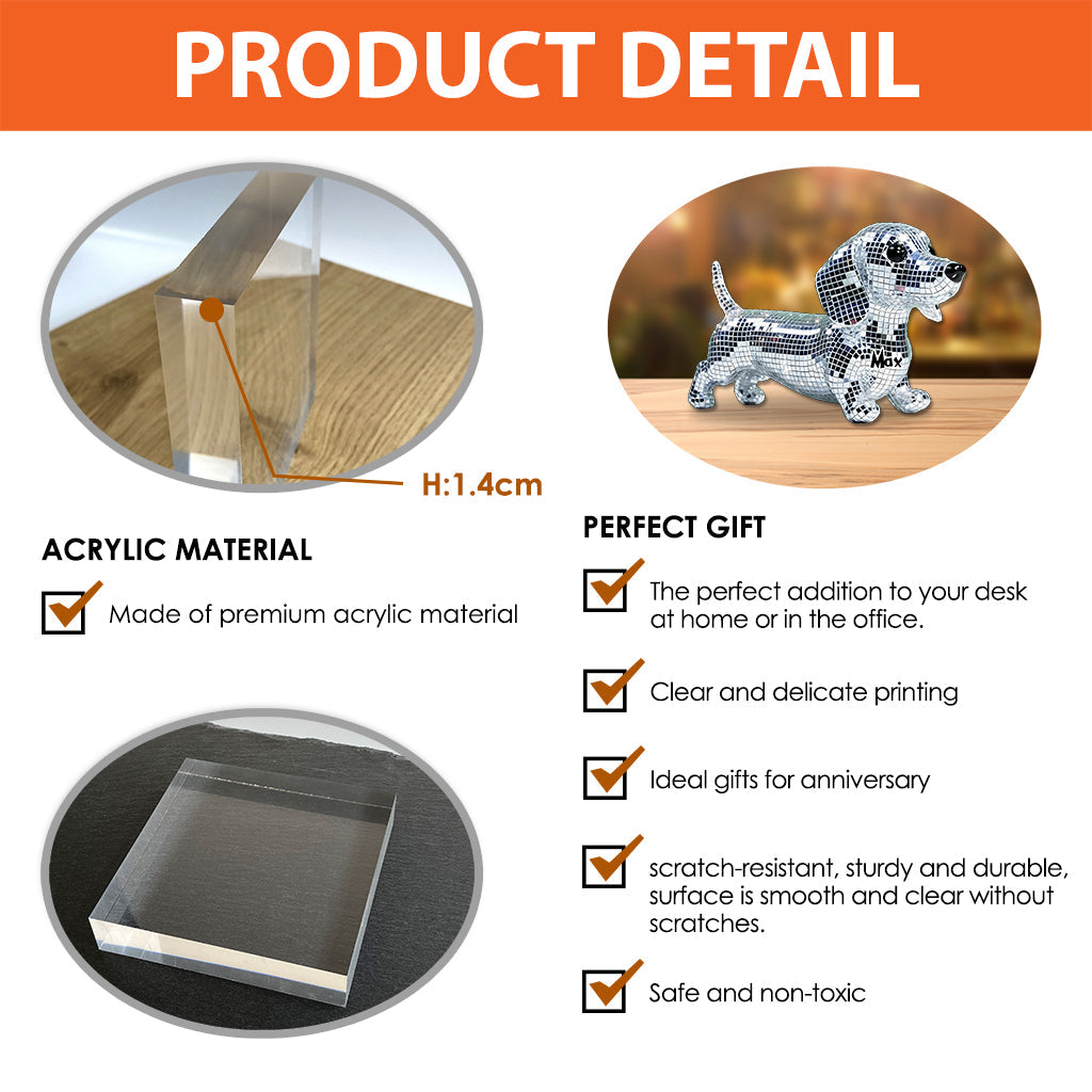 Mosaic Disco Cute Dogs - Personalized Dog Custom Shaped Acrylic Plaque