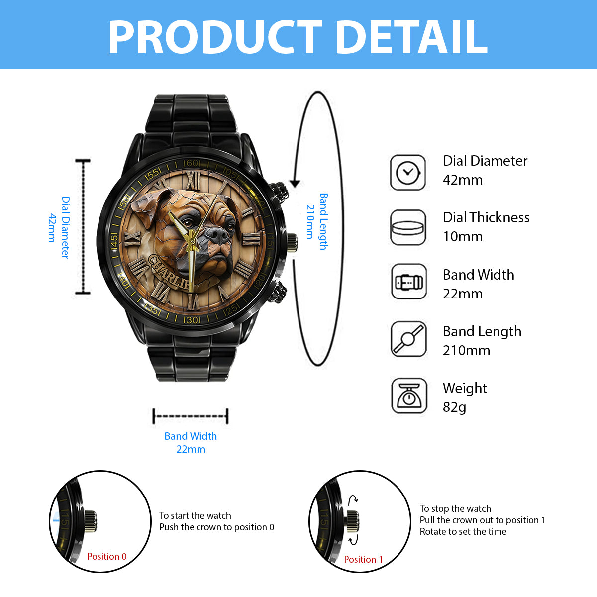 Brave Boxer – Personalisierte Hunde-Handuhr