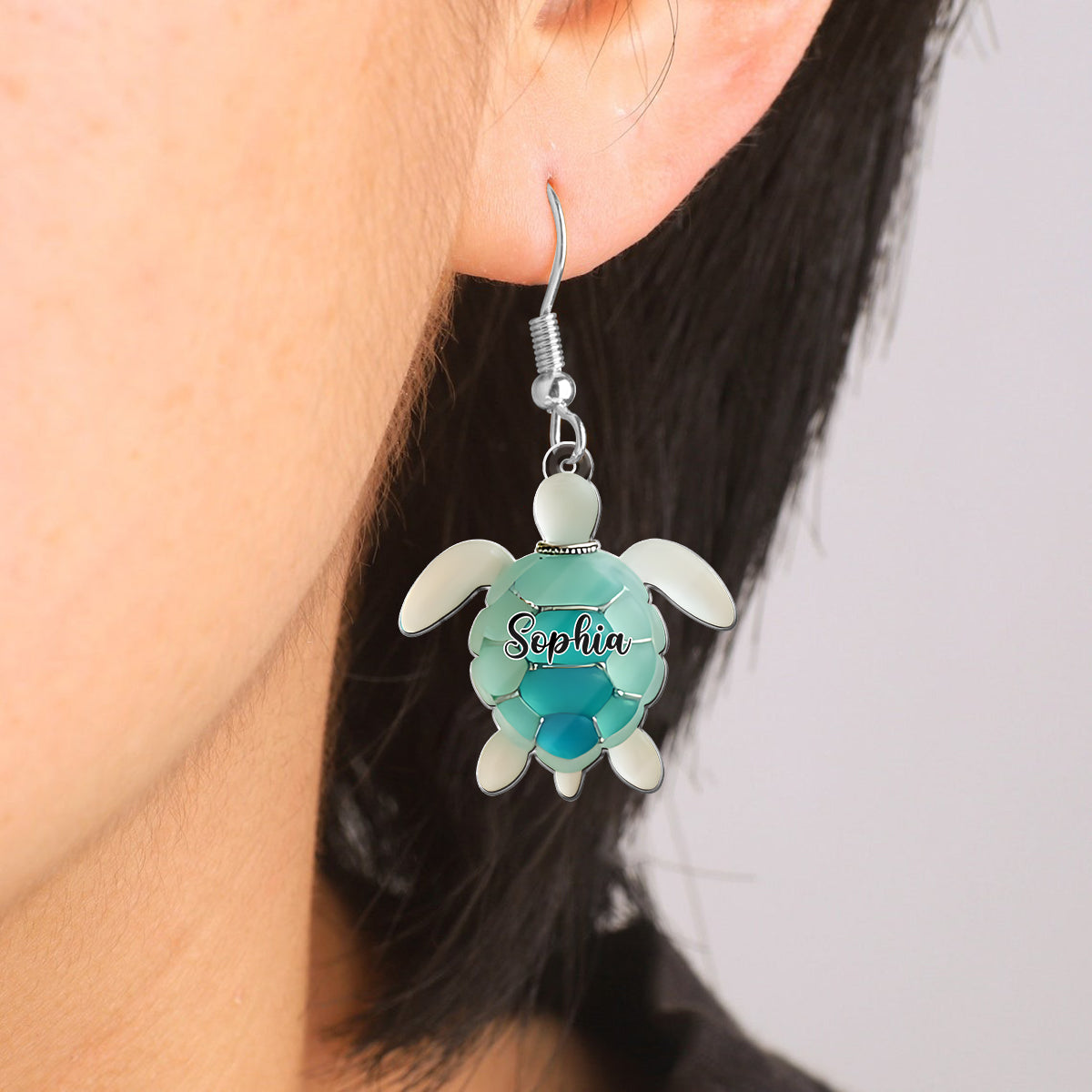Sea Glass Turtle - Personalized Turtle Earrings