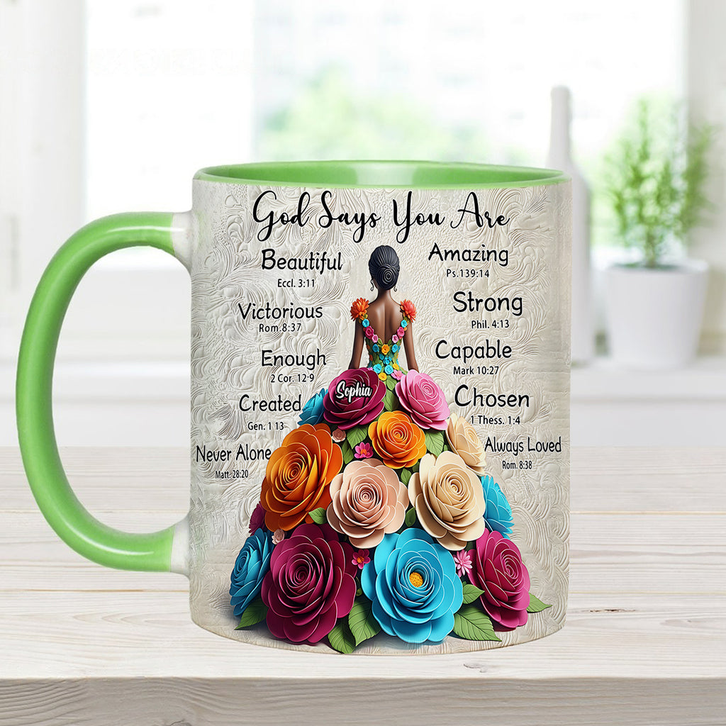 Gott sagt, du bist es – Personalisierte Tasse mit afroamerikanischem Akzent