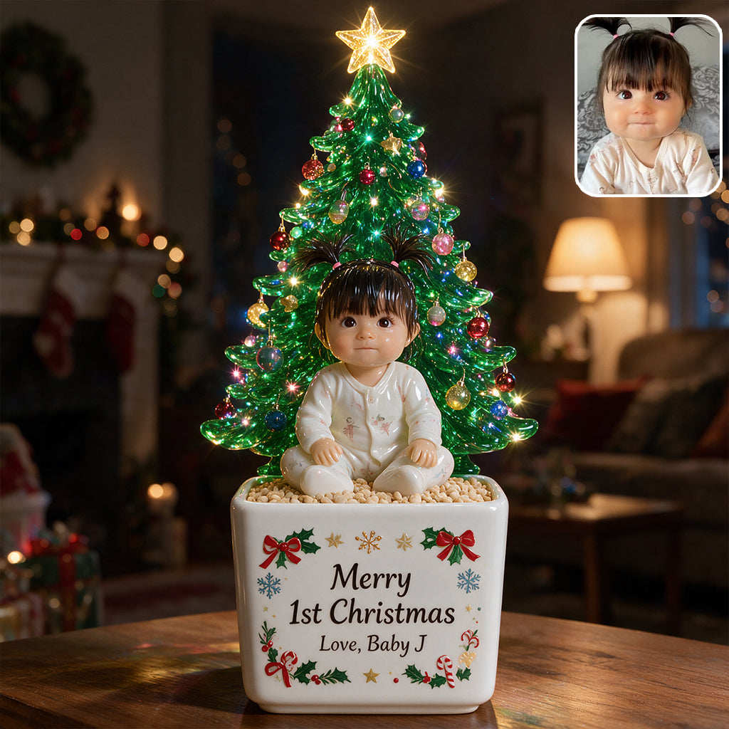 Petit Noël - Pot en céramique LED personnalisé pour enfant