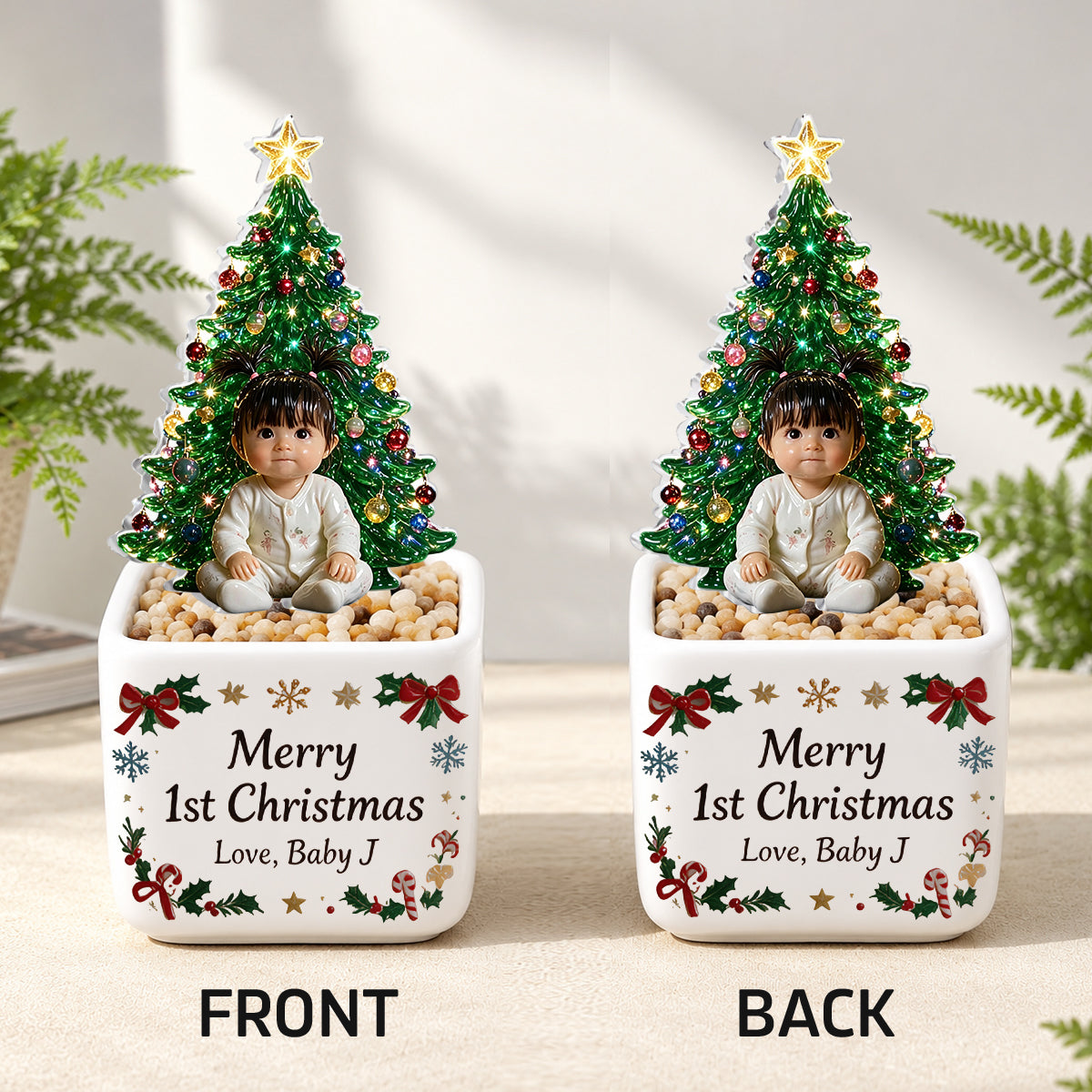 Petit Noël - Pot en céramique LED personnalisé pour enfant