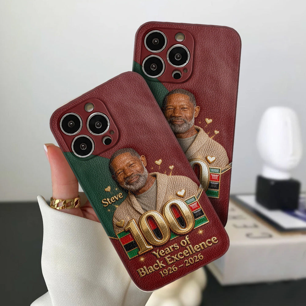 100 Years Of Black Excellence - Personalized African American Leather Phone Case