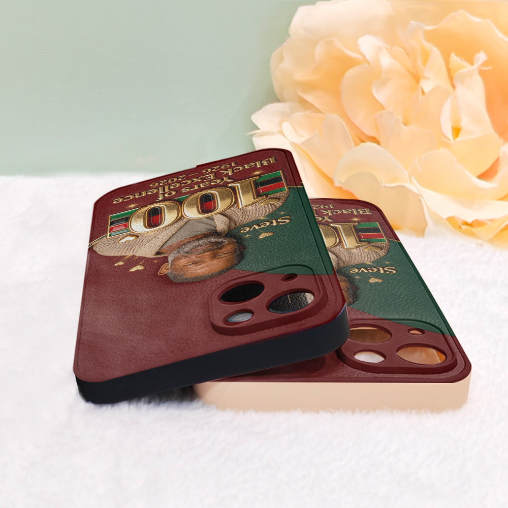 100 Years Of Black Excellence - Personalized African American Leather Phone Case