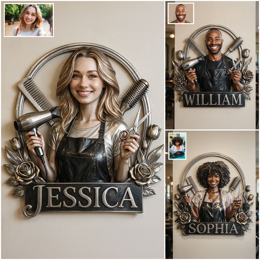 Hairdresser - Personalized Hairdresser 3D Printed Cut Metal Sign