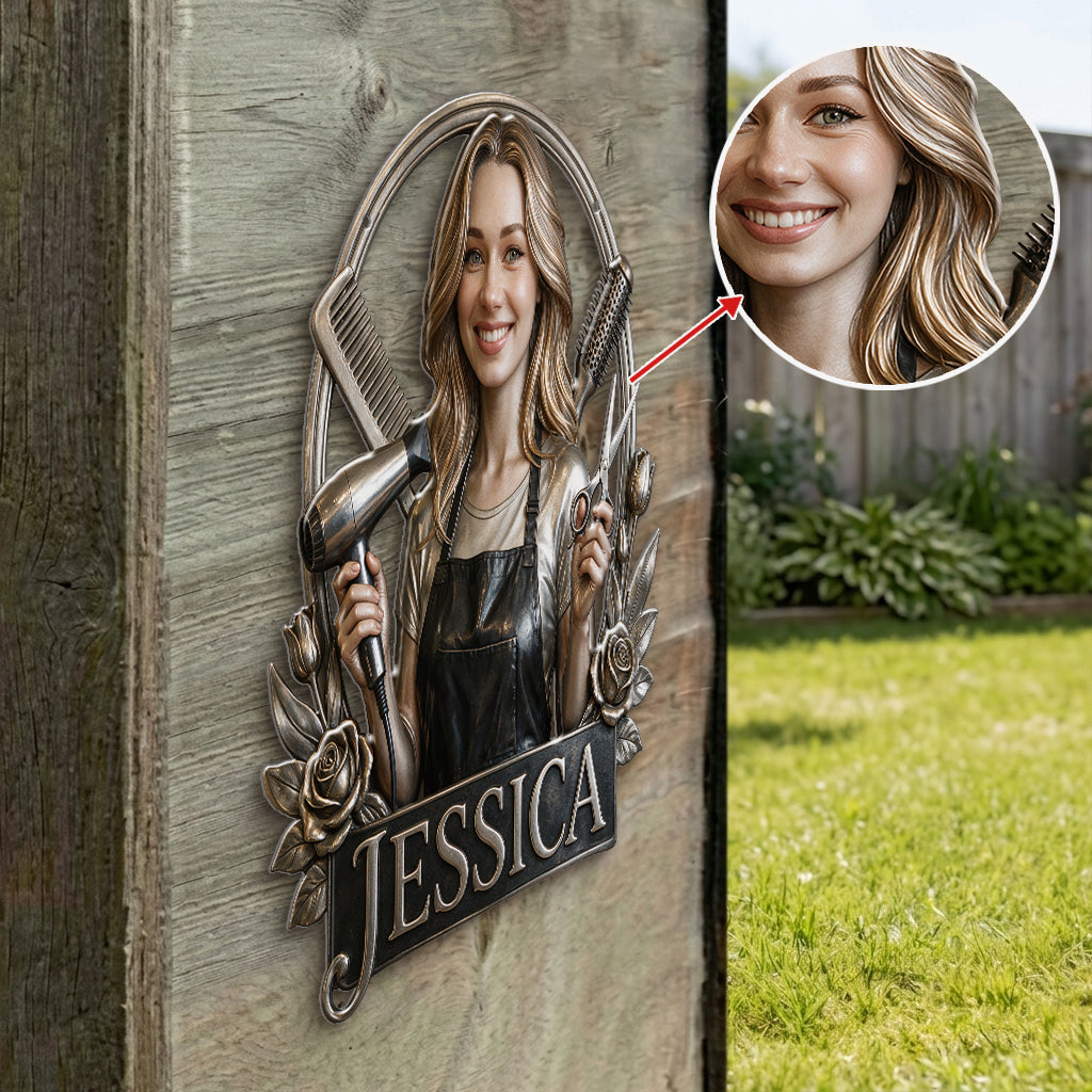 Hairdresser - Personalized Hairdresser 3D Printed Cut Metal Sign