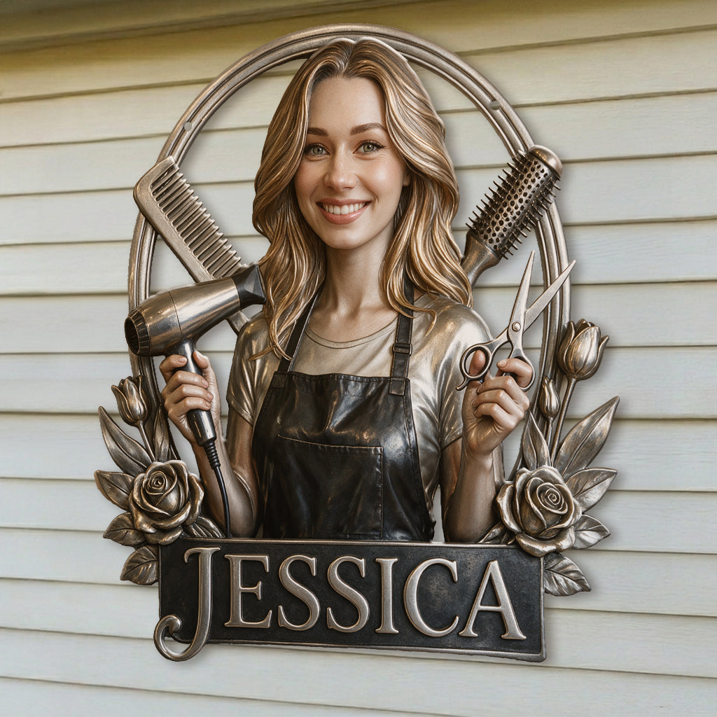 Hairdresser - Personalized Hairdresser 3D Printed Cut Metal Sign