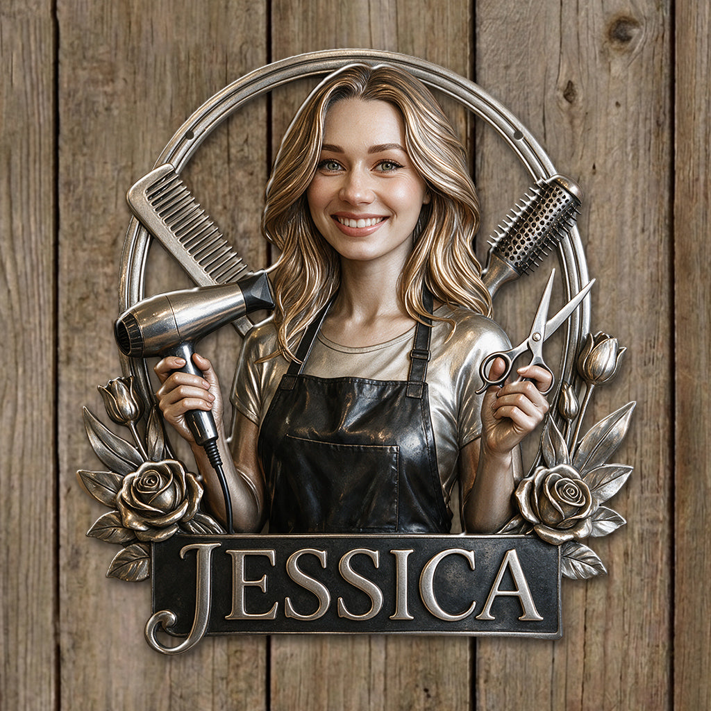 Hairdresser - Personalized Hairdresser 3D Printed Cut Metal Sign
