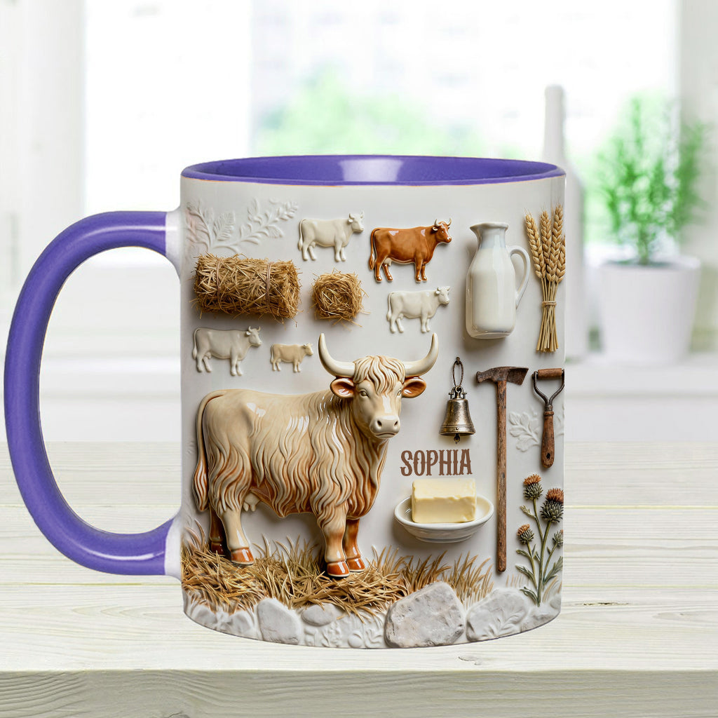 Cute Highland Cows - Personalized Highland Cow Accent Mug & Coaster