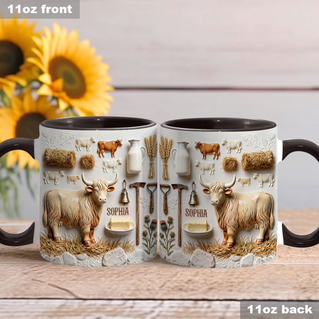 Cute Highland Cows - Personalized Highland Cow Accent Mug & Coaster