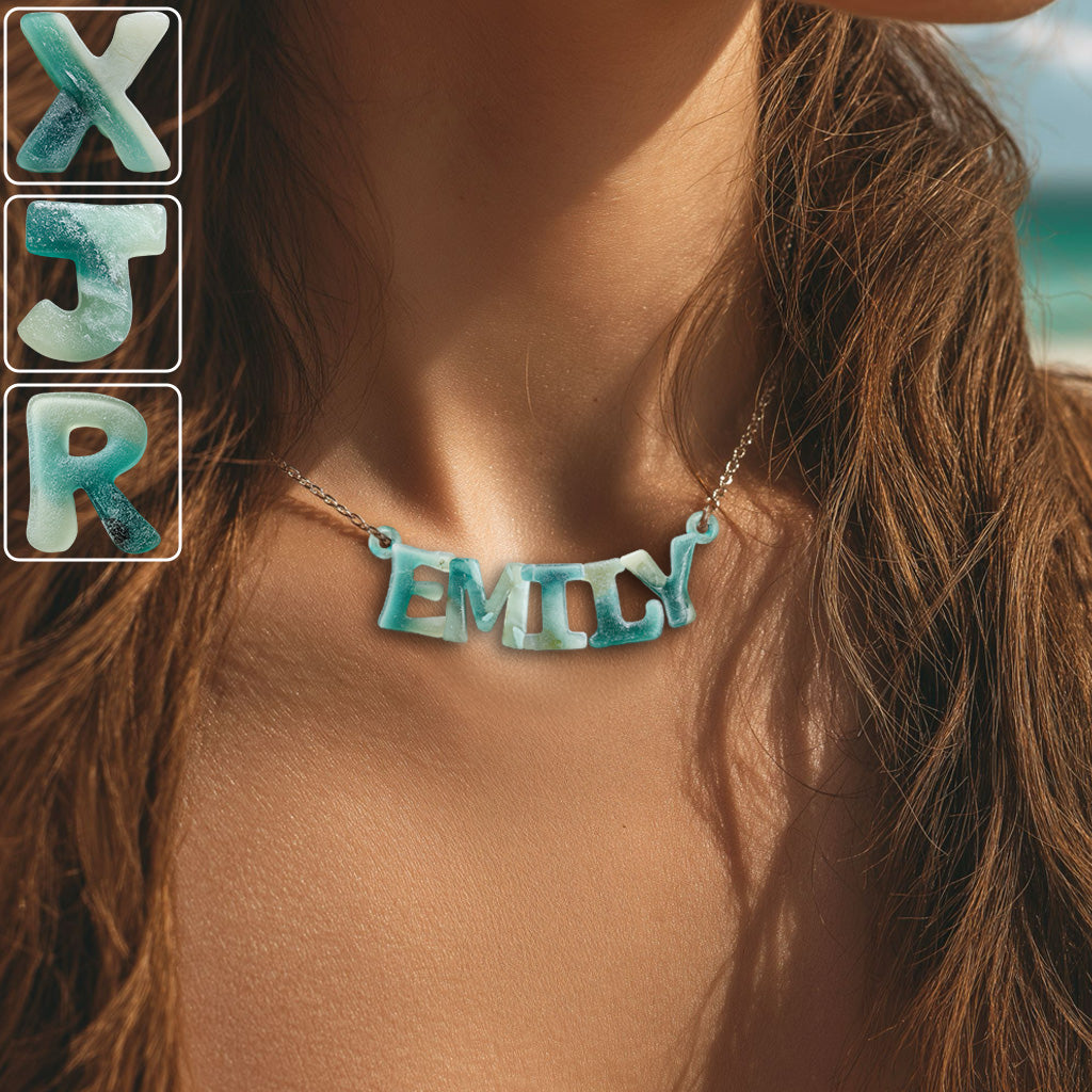 Sea Glass - Personalized Sea Lover Custom Shaped Pendant Necklace