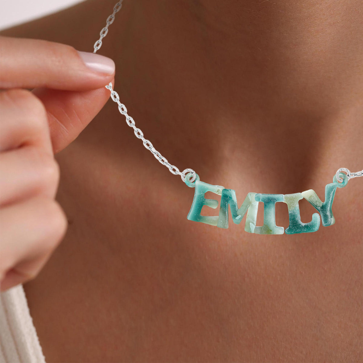 Sea Glass - Personalized Sea Lover Custom Shaped Pendant Necklace