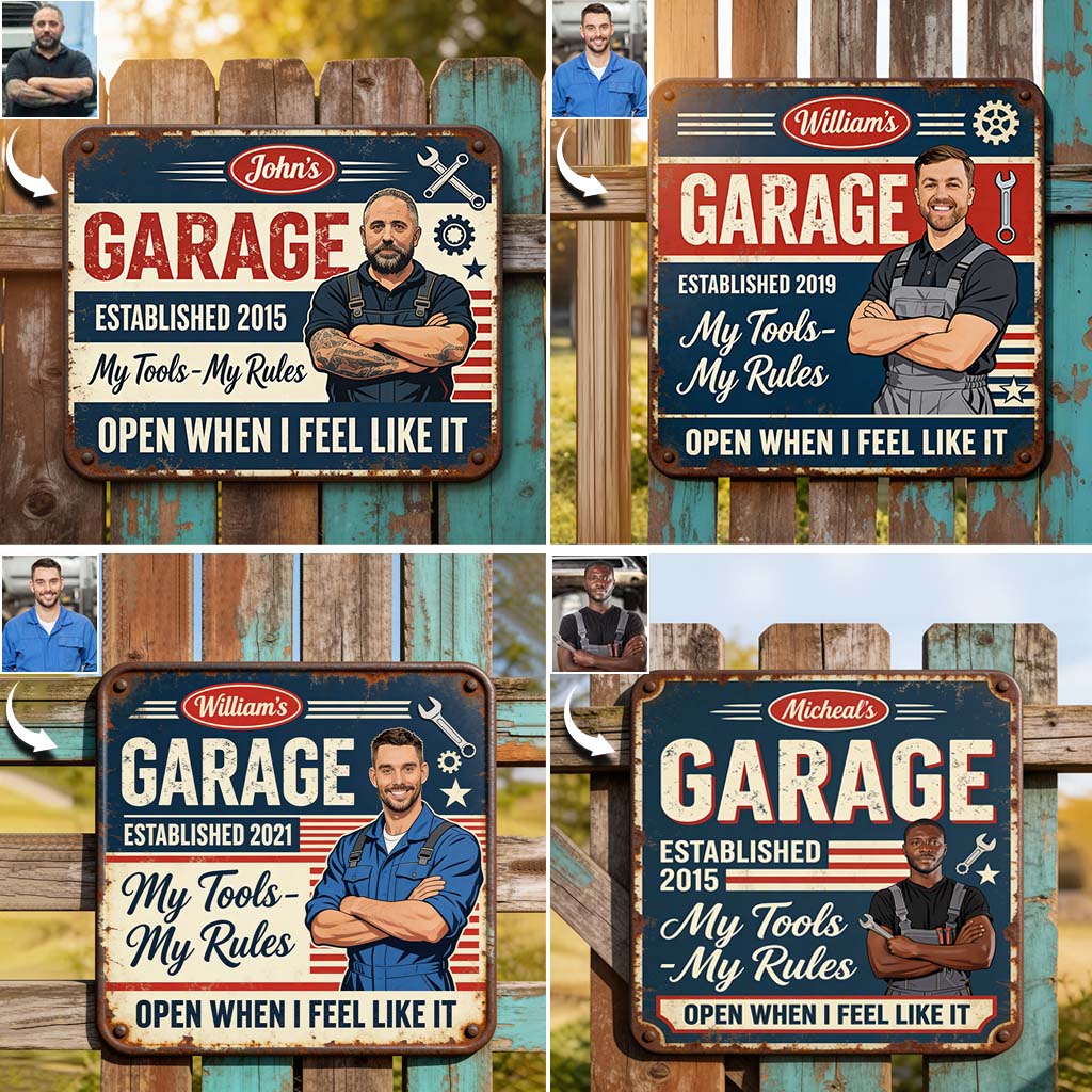 Mechaniker Garage - Personalisierte Metalltafel für Mechaniker