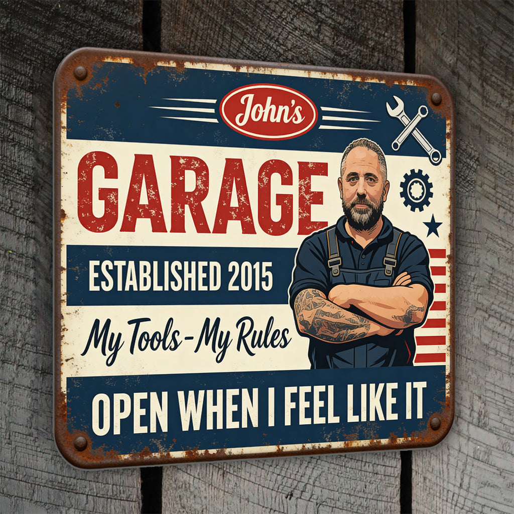 Mechaniker Garage - Personalisierte Metalltafel für Mechaniker
