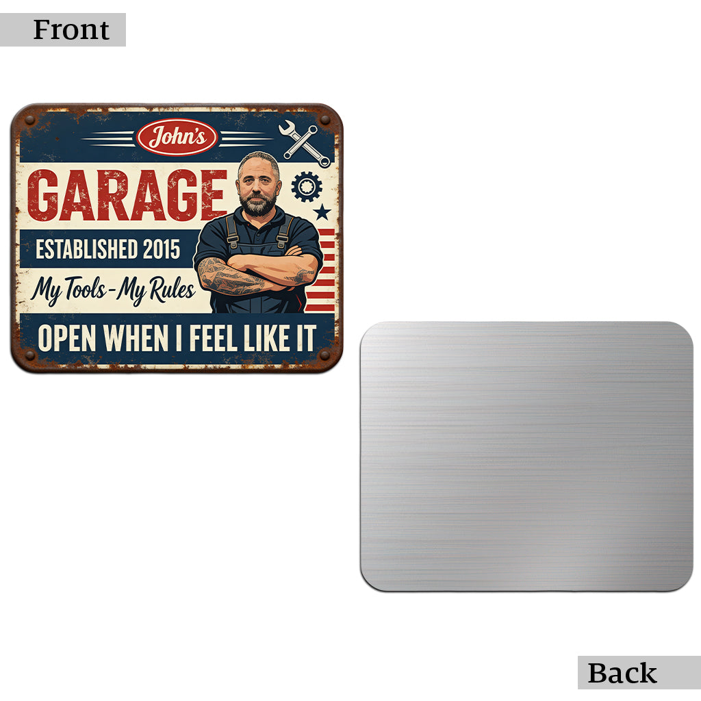 Mechaniker Garage - Personalisierte Metalltafel für Mechaniker