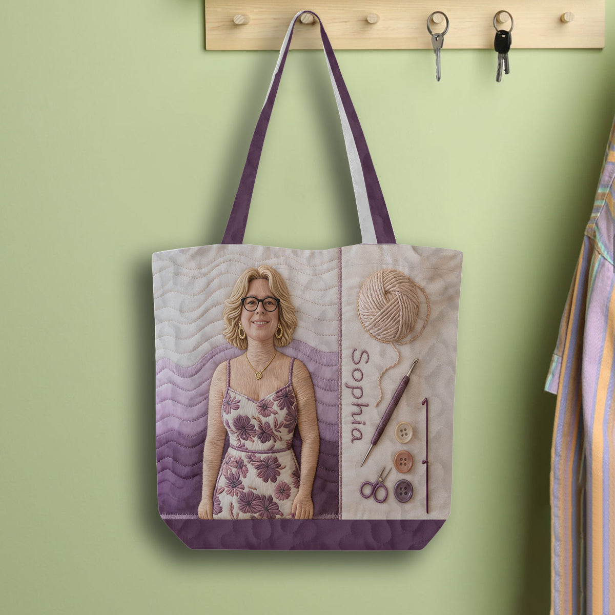 Custom Any Photo Love Crocheting - Personalized Crocheting Quilted Tote Bag