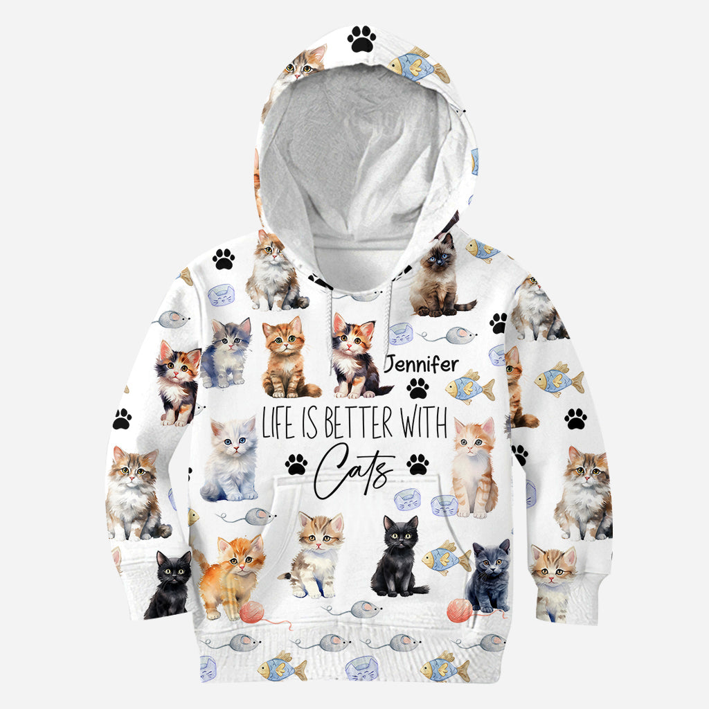 Life Is Better With Cats - Personalized Cat All Over Shirt