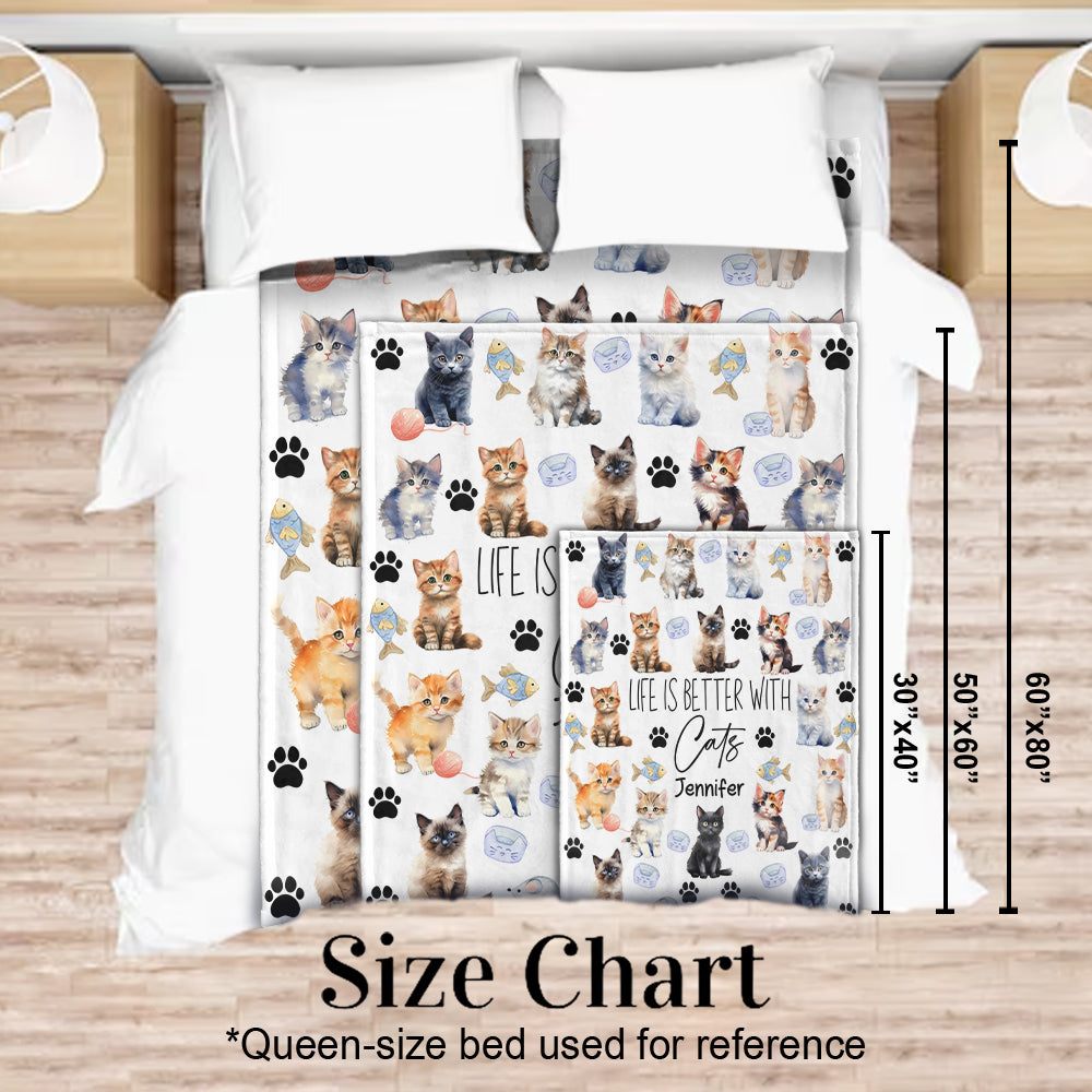 Life Is Better With Cats - Personalized Cat Blanket