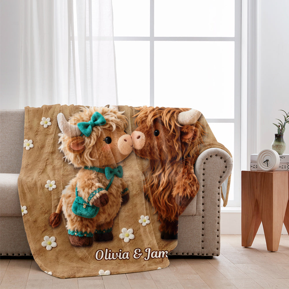 You & Me We Got This - Personalized Highland Cow Blanket