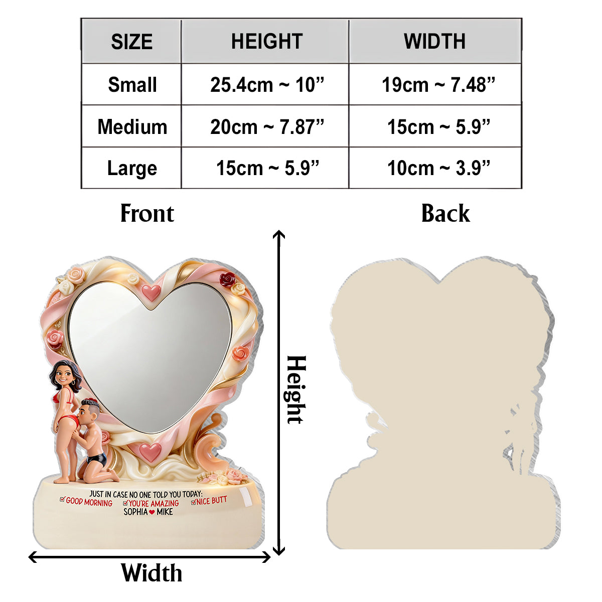 Joli fessier - Miroir de bureau personnalisé pour couple