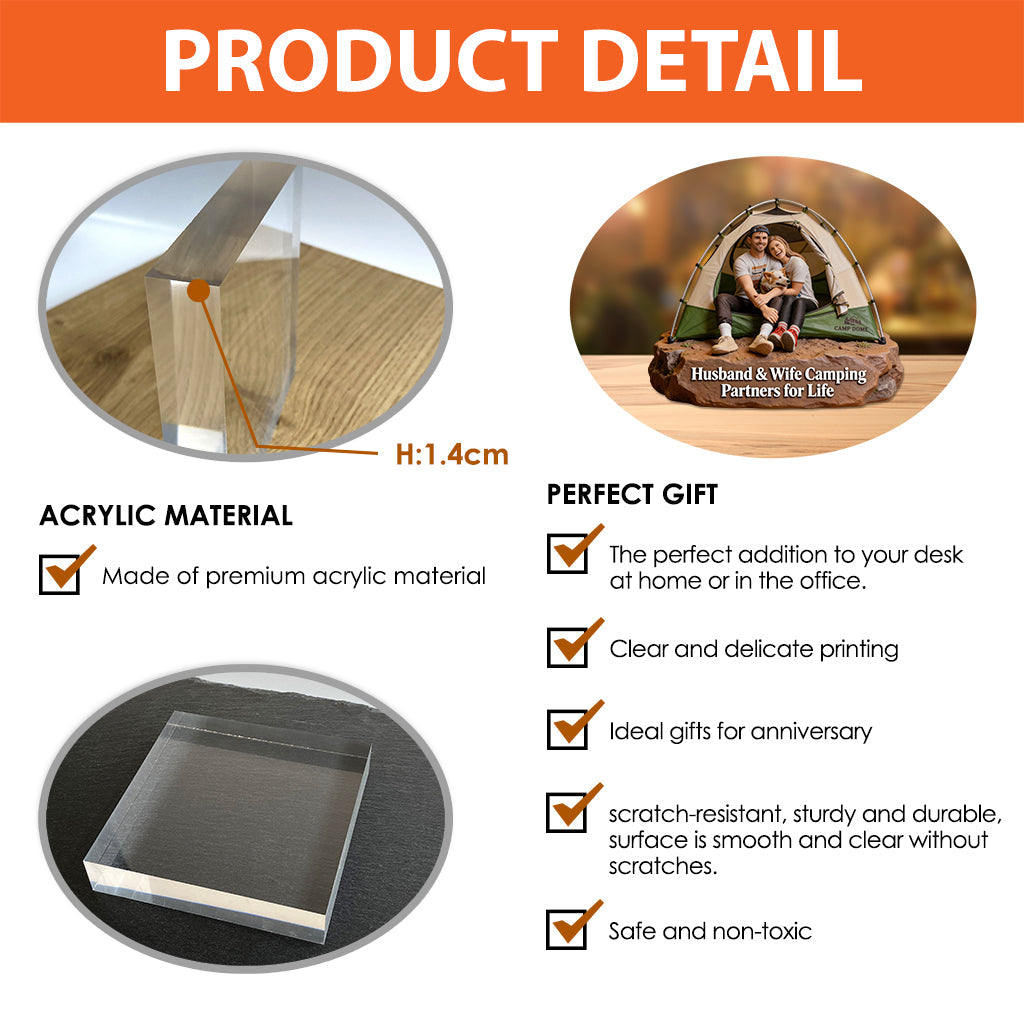 Für Outdoor-Fans – Personalisierte Acrylplakette in individueller Campingform