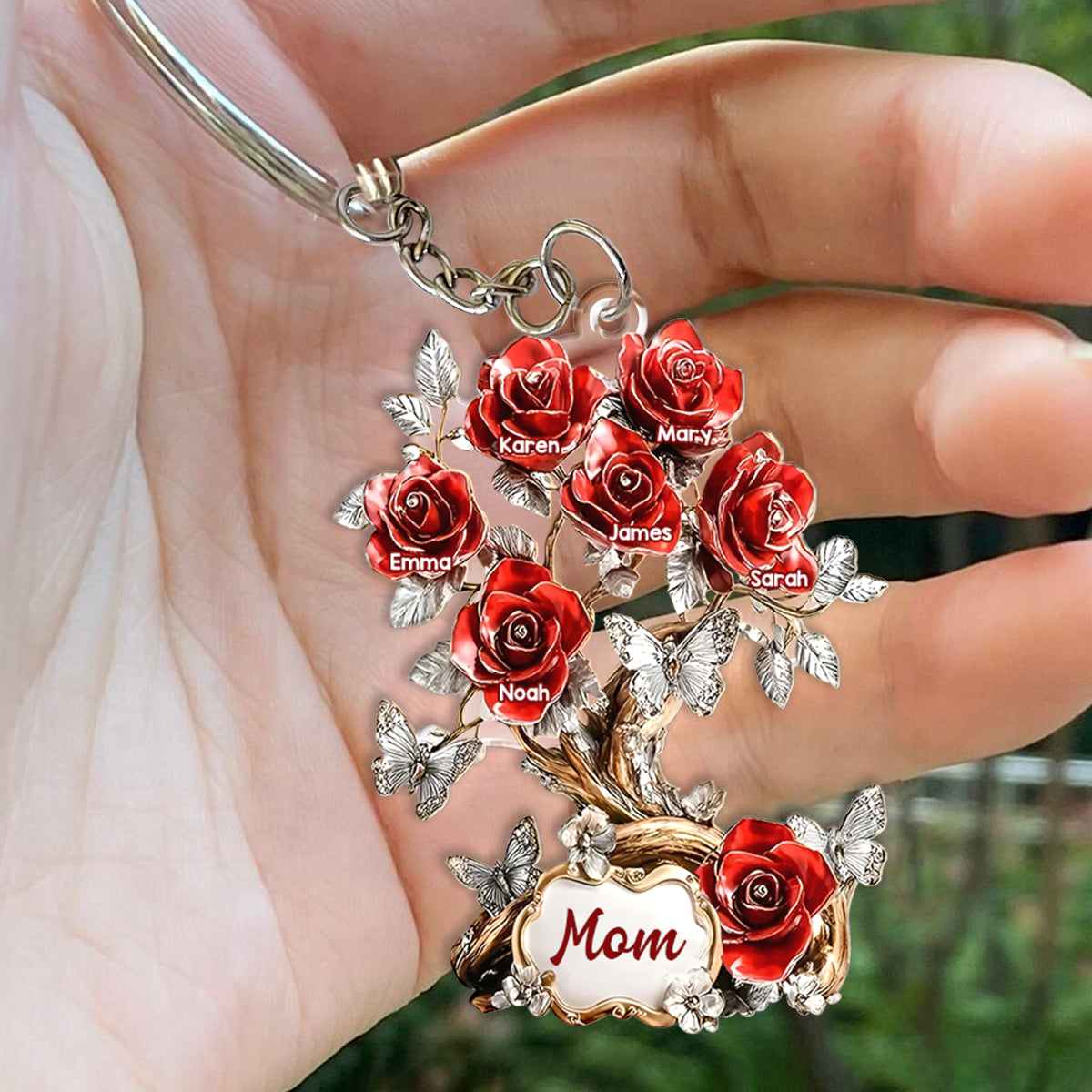 Flowers For Mom Grandma - Personalized Mother Keychain
