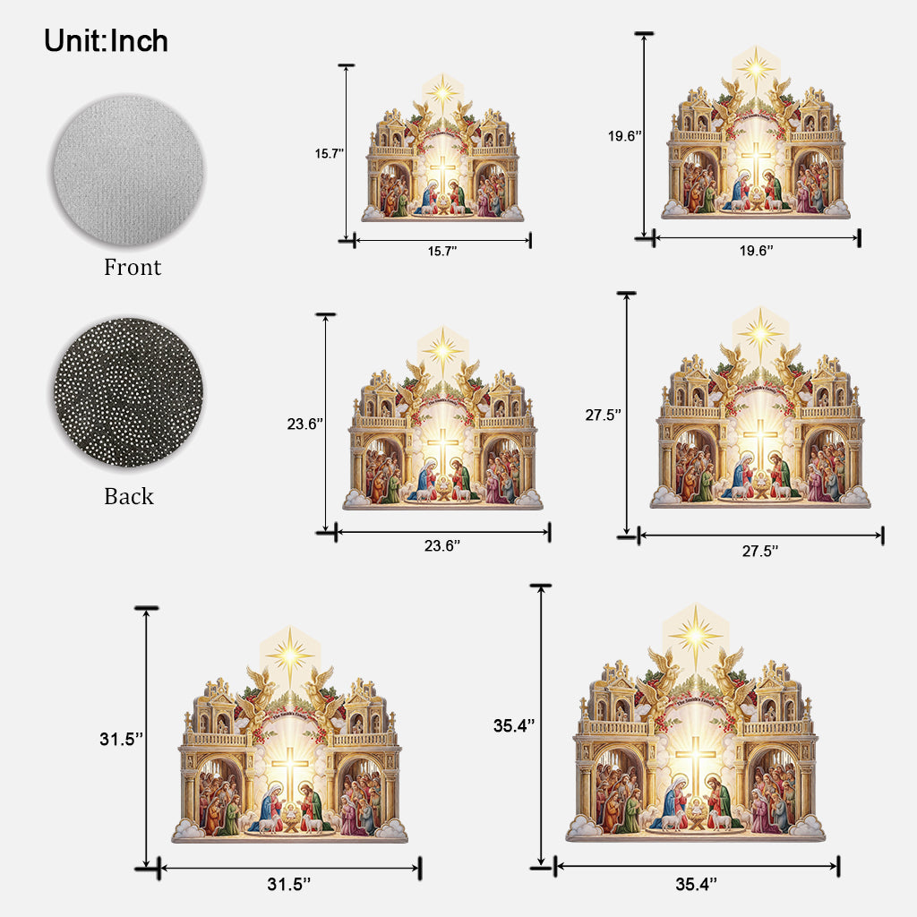 Nativity Scene Jesus - Personalized Christian Shaped Doormat/ Rug