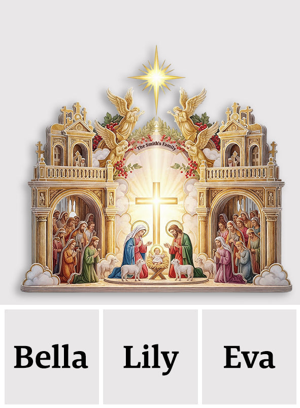 Nativity Scene Jesus - Personalized Christian Shaped Doormat/ Rug