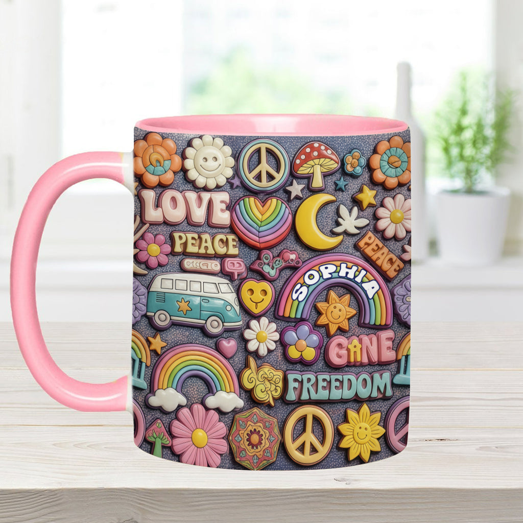 Living In Peace - Personalized Hippie Accent Mug