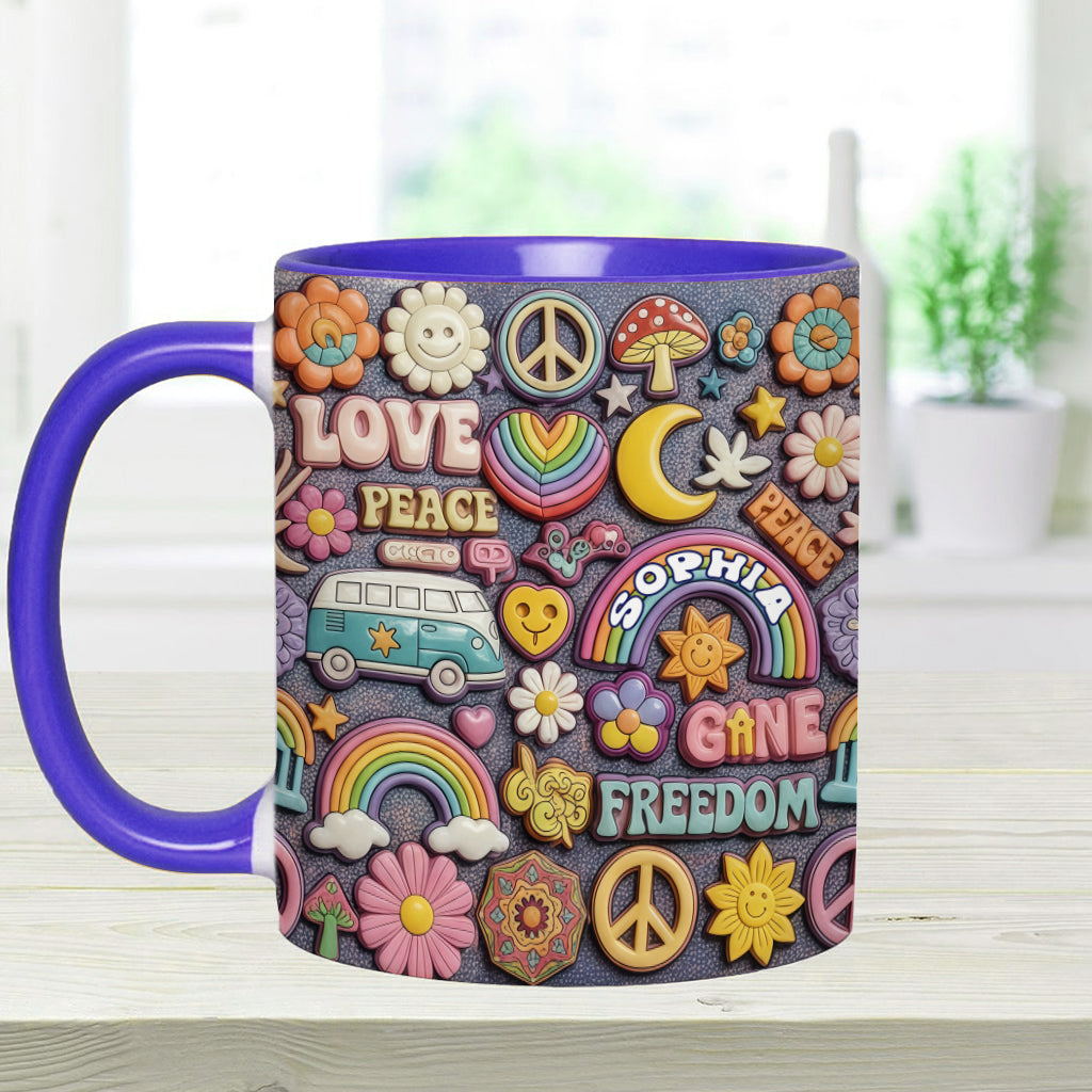 Living In Peace - Personalized Hippie Accent Mug
