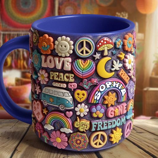 Living In Peace - Personalized Hippie Accent Mug