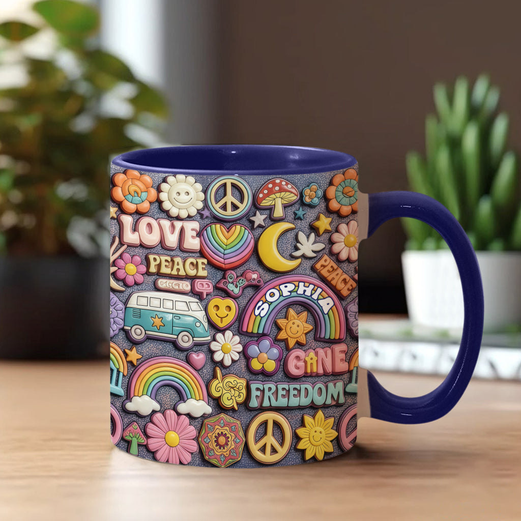 Living In Peace - Personalized Hippie Accent Mug