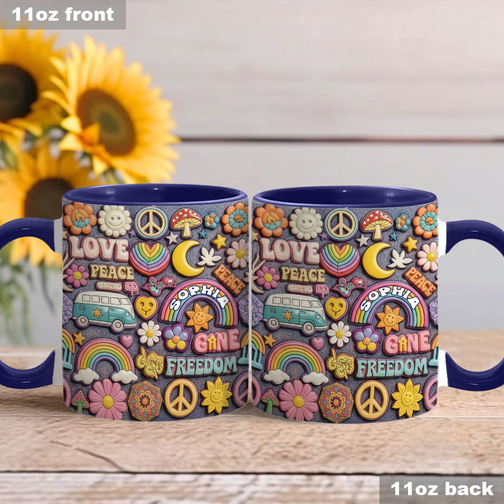 Living In Peace - Personalized Hippie Accent Mug