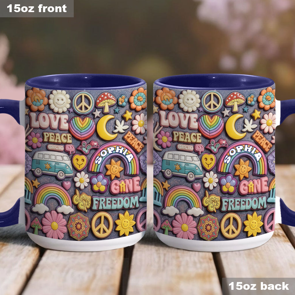 Living In Peace - Personalized Hippie Accent Mug