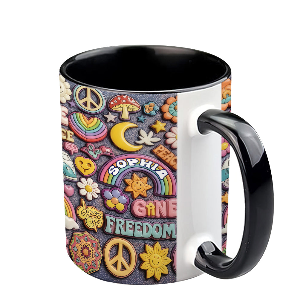 Living In Peace - Personalized Hippie Accent Mug