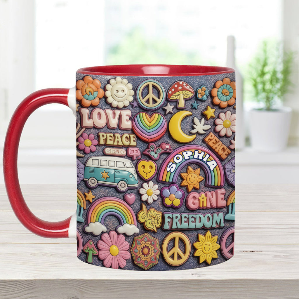 Living In Peace - Personalized Hippie Accent Mug