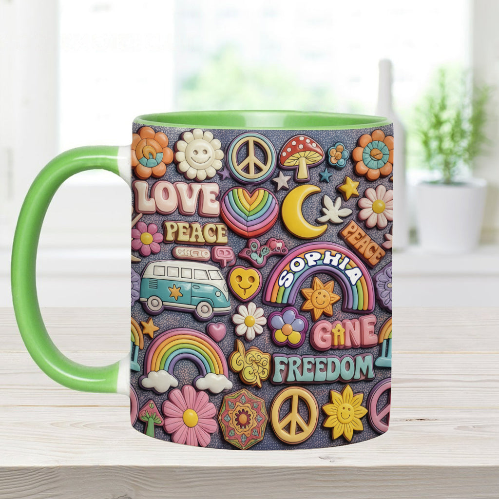 Living In Peace - Personalized Hippie Accent Mug