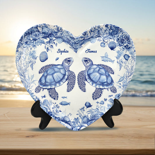 You & Me We Got This - Personalized Turtle Heart Shaped Plate