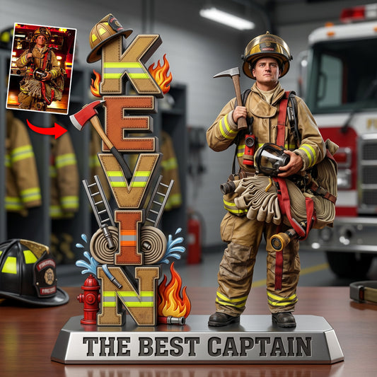 Custom Any Photo Proud Firefighter - Personalized Firefighter Custom Shaped Acrylic Plaque