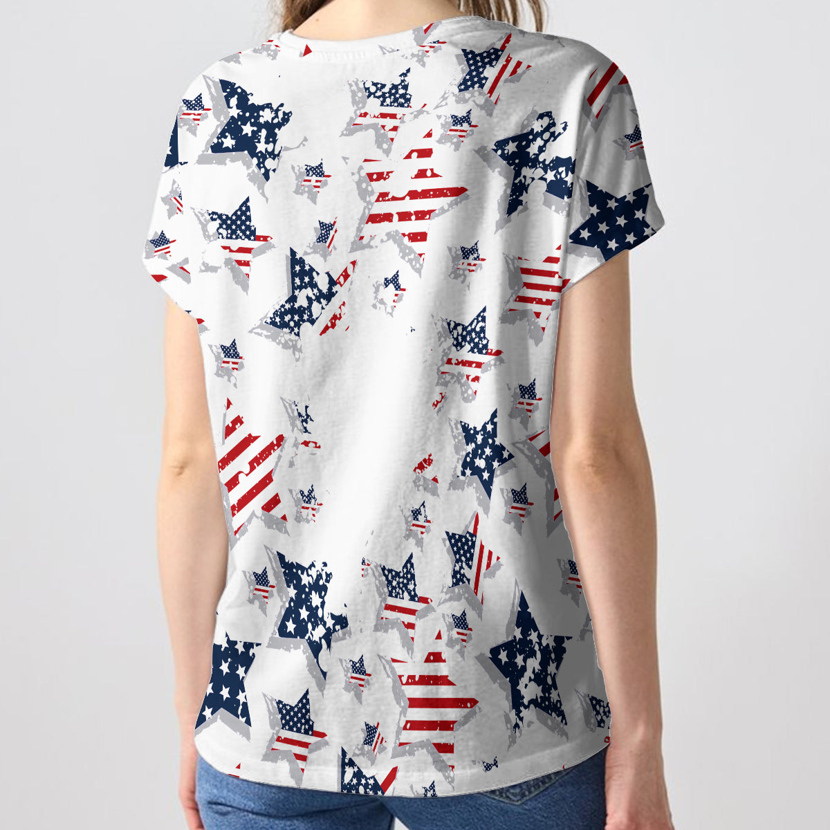 Patriot Dog Mom - Personalized Dog Fully Printed V-Neck T-Shirt