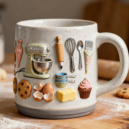 Liebe zum Backen – Personalisierter Keramikbecher mit Backmotiv